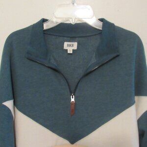 BKE Buckle Quarter Zip Pullover Women's XS Colorblock Blue/White/Tan Long Sleeve